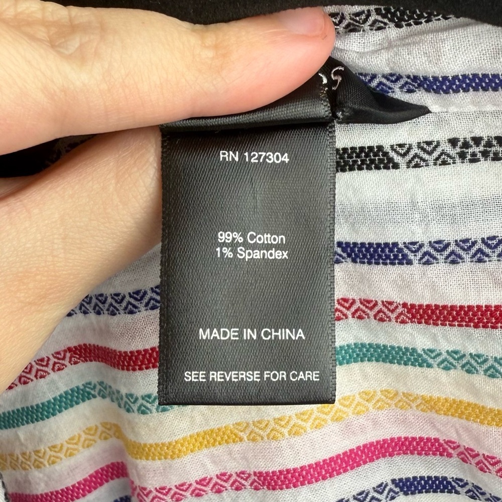Ali Miles 1X Yarn-Dye Textured Multicolor Stripe Wire Collar Button Up Blouse - Picture 6 of 6